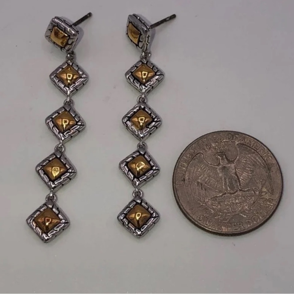 18k 2-Tone Station Earrings - Picture 6 of 9
